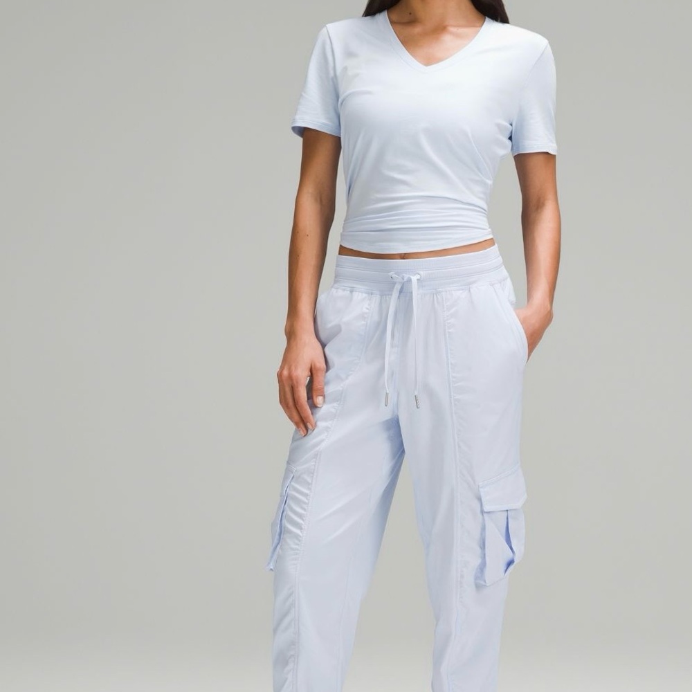 Dance studio relaxed fit mid rise cargo jogger in windmill (light blue)